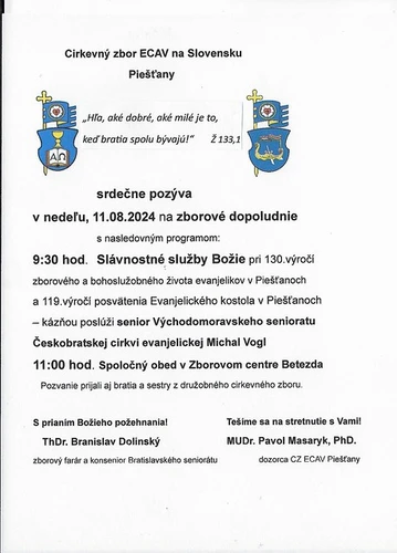 Pozvánka - zborová akcia 11.08.2024