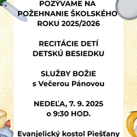 POŽEHNANIE NOVÉHO ŠKOLSKÉHO ROKu 2025/2026