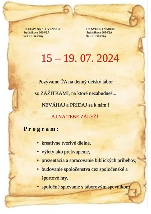 Biblický detský denný tábor