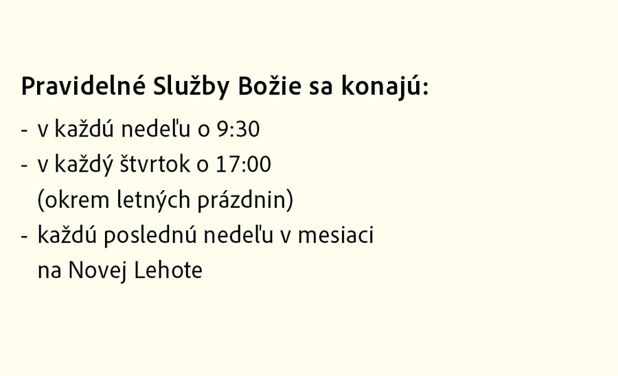 Pravidelné Služby Božie
