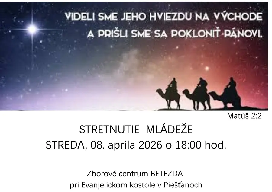 STRETNUTIE MLÁDEŽE streda 8. apríla 2026